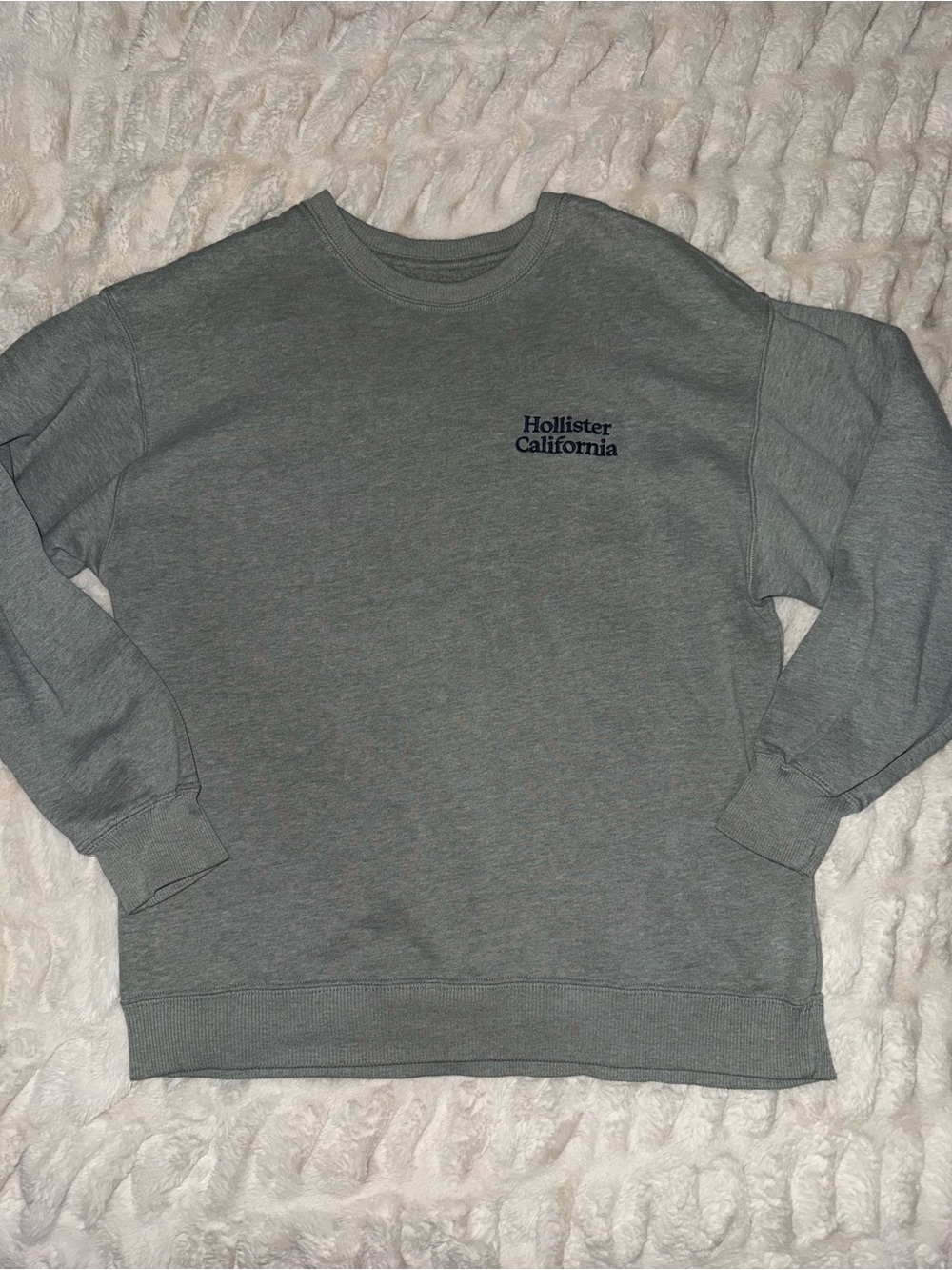 Hollister Gray Crewneck with Navy Text Logo
